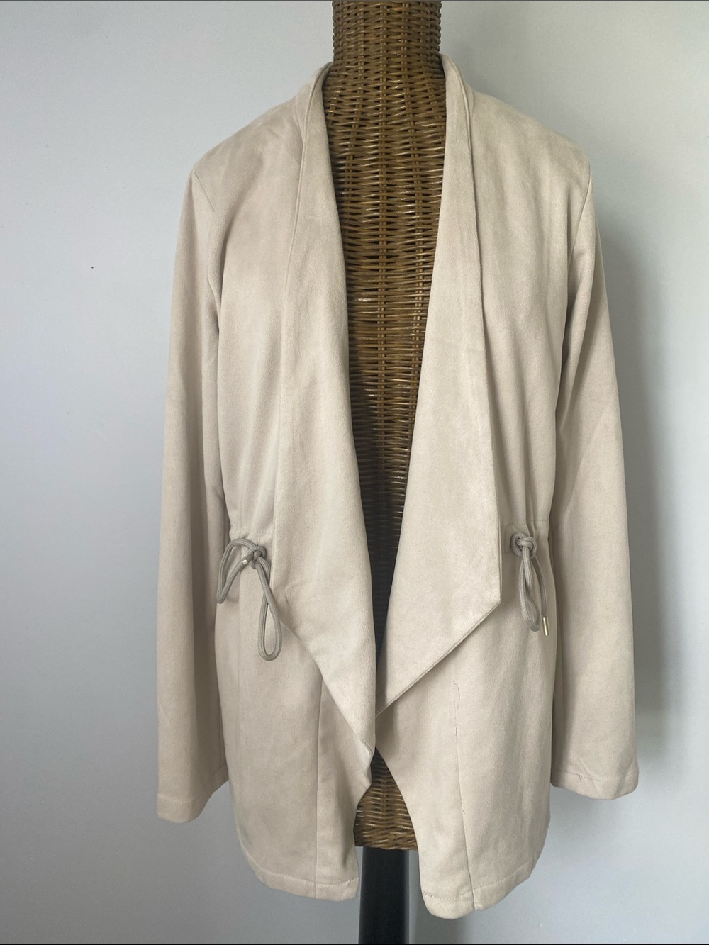 Thread & Supply Cream Lightweight Draped Open Blazer